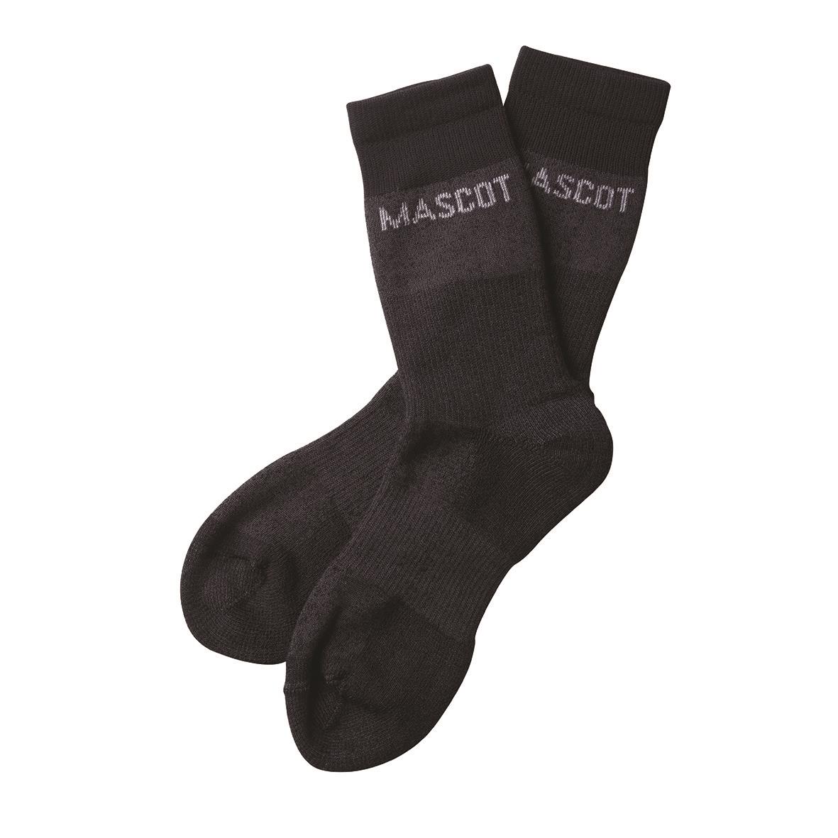 Svarta strumpor med Mascot-tryck i mörk antracitfärg, storlek 39-43