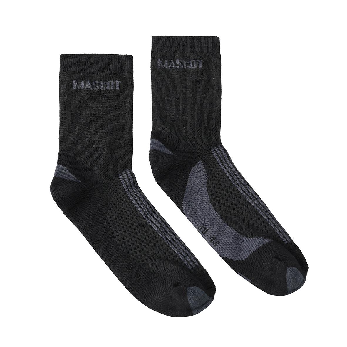 Svarta och mörkgråa strumpor från Mascot med ribbade detaljer, storlek 44/48