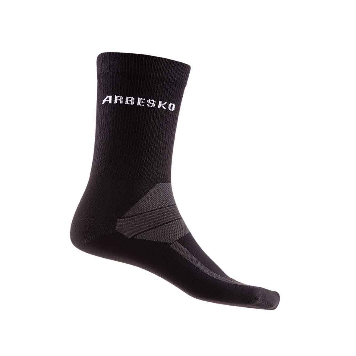 Svart socka från Arbesko med märkning och gråa detaljer, storlek 40-44