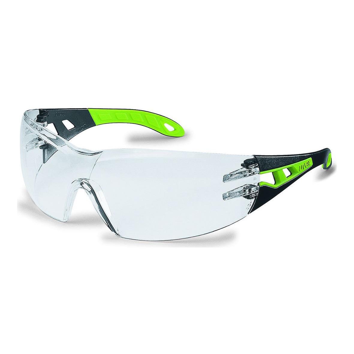 Skyddsglasögon Uvex Pheos 9192.223 klara med svarta och gröna detaljer
