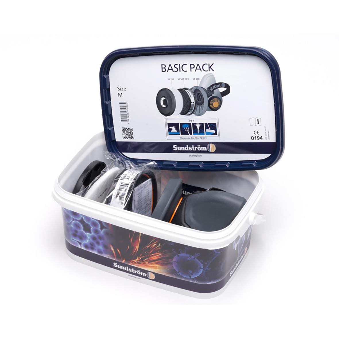 Halvmask Sundström SR 900 Basic Pack M/L i öppen plastlåda