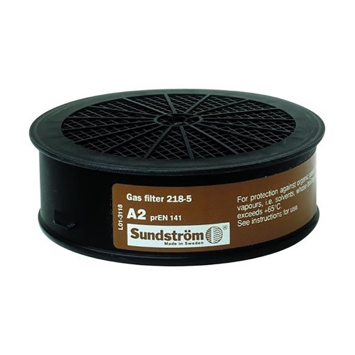 Gasfilter Sundström SR 218 A2 för skydd mot skadliga ångor och partiklar, tillverkad i Sverige
