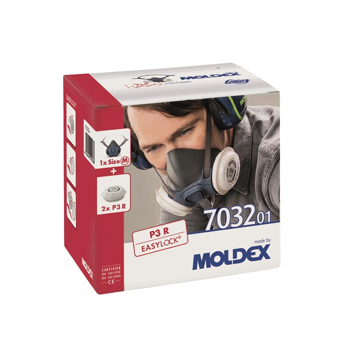 Halvmask Moldex ReadyPack 7032 P3 R med andningsskydd och filter