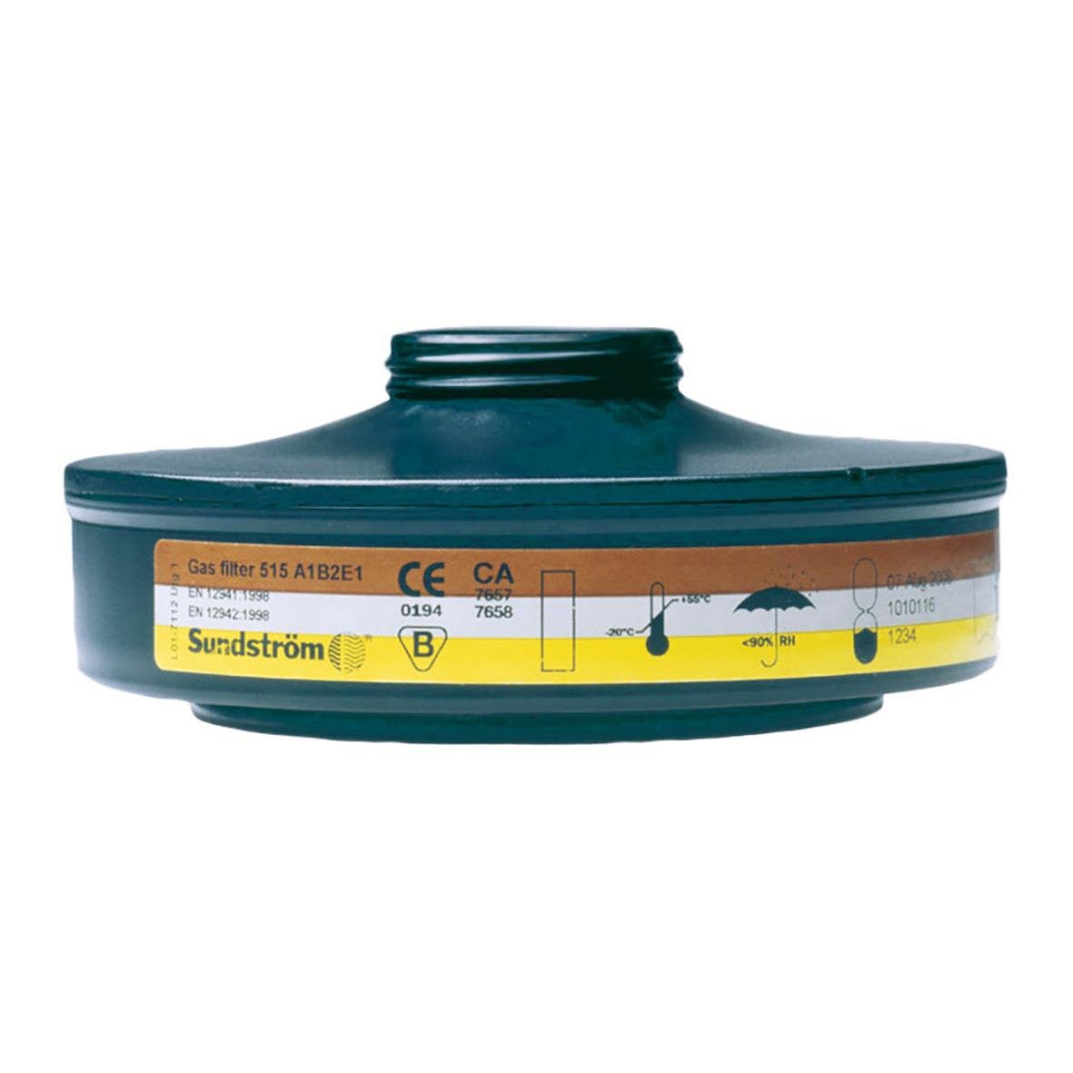 Gasfilter Sundström SR 515 ABE1 i svart med gul etikett