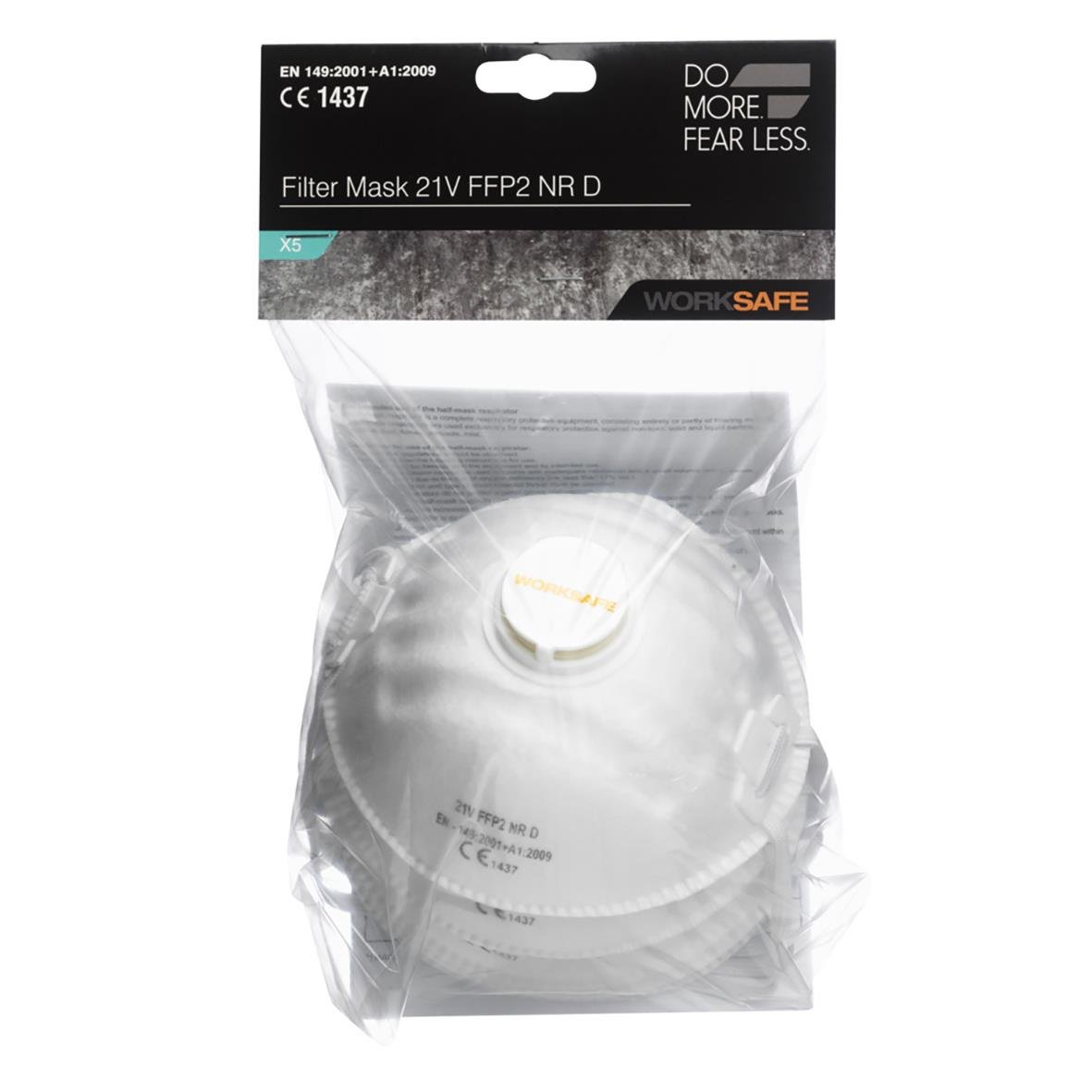 Halvmask med ventil och filter för skydd, 21V FFP2 NR D