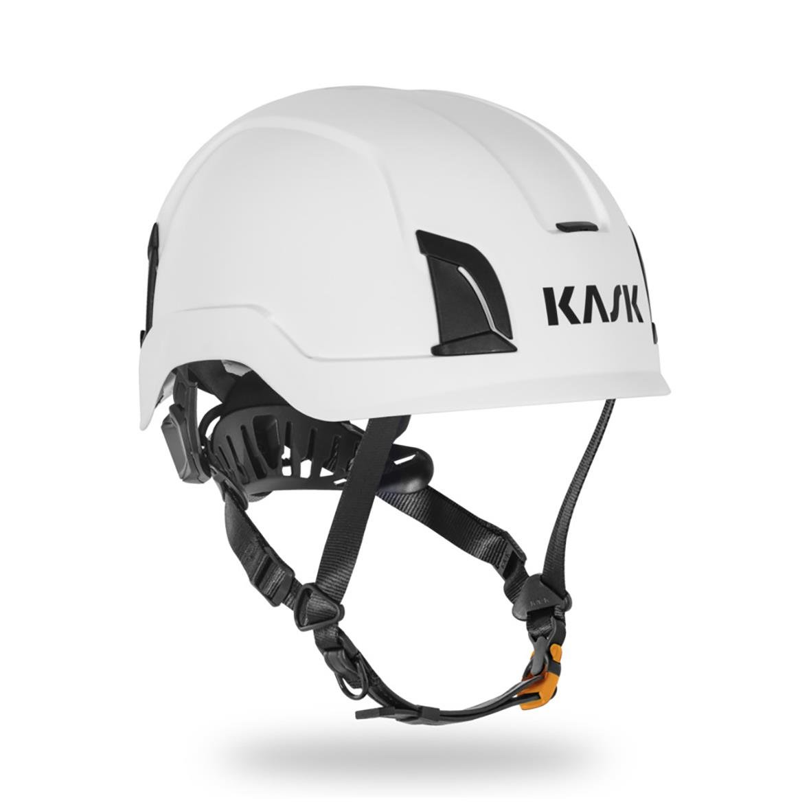 Vit skyddshjälm Kask Zenith X med svart justeringsband och ventilationshål