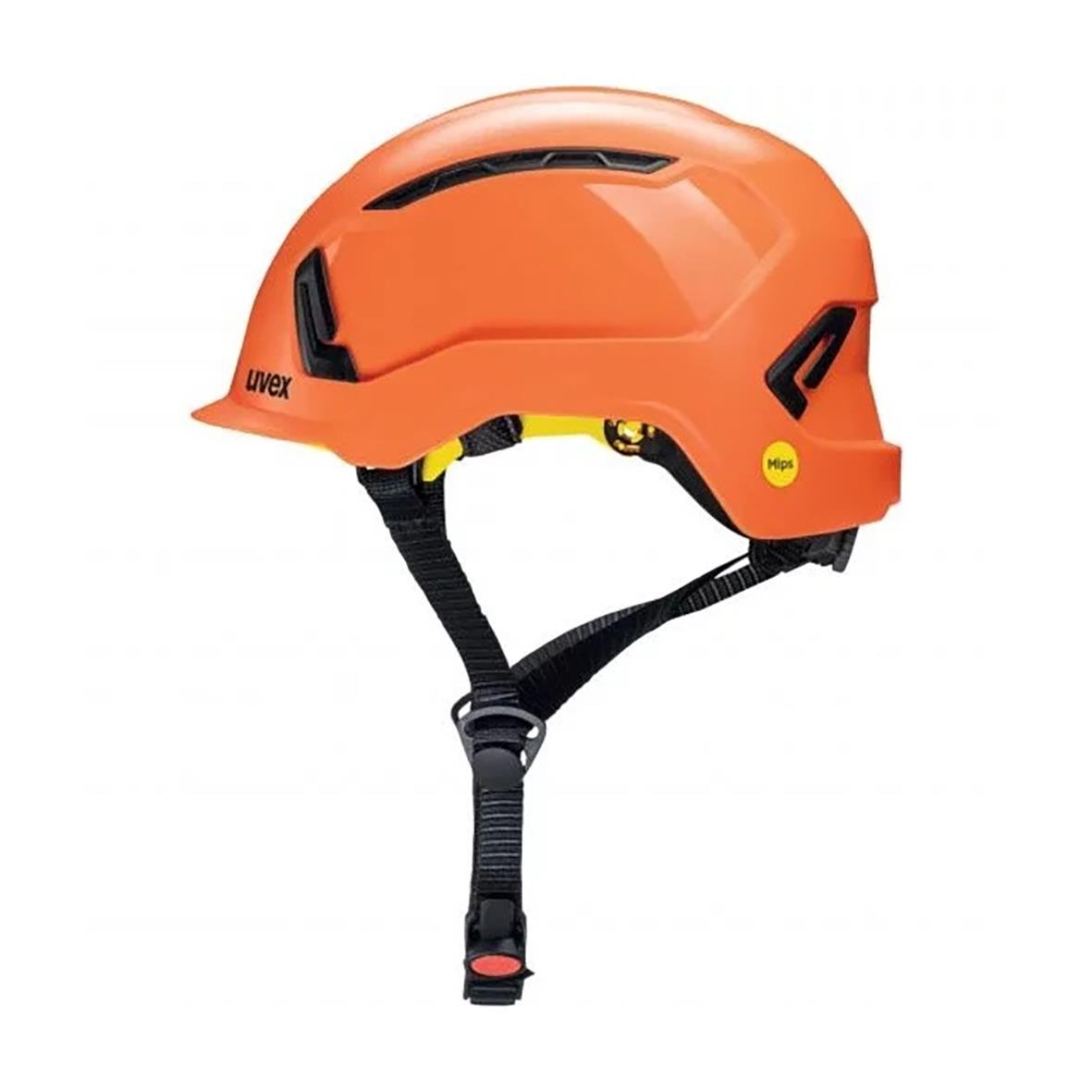 Orange skyddshjälm Uvex Pronamic Alpine MIPS med justerbart spänne och ventilation