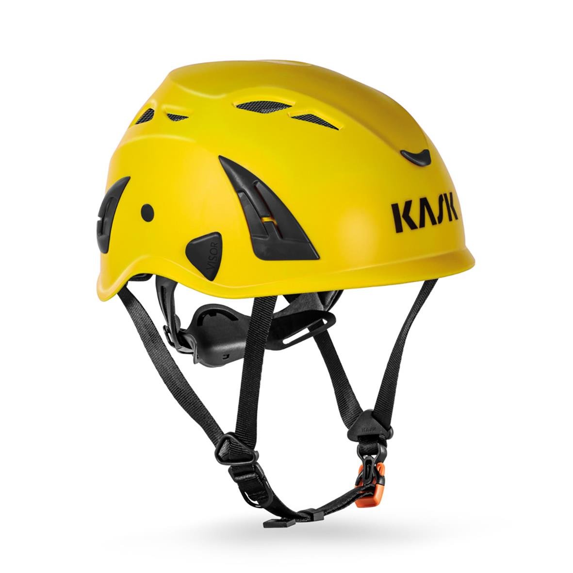Gul skyddshjälm Kask Superplasma AQ med svart justerbart spänne