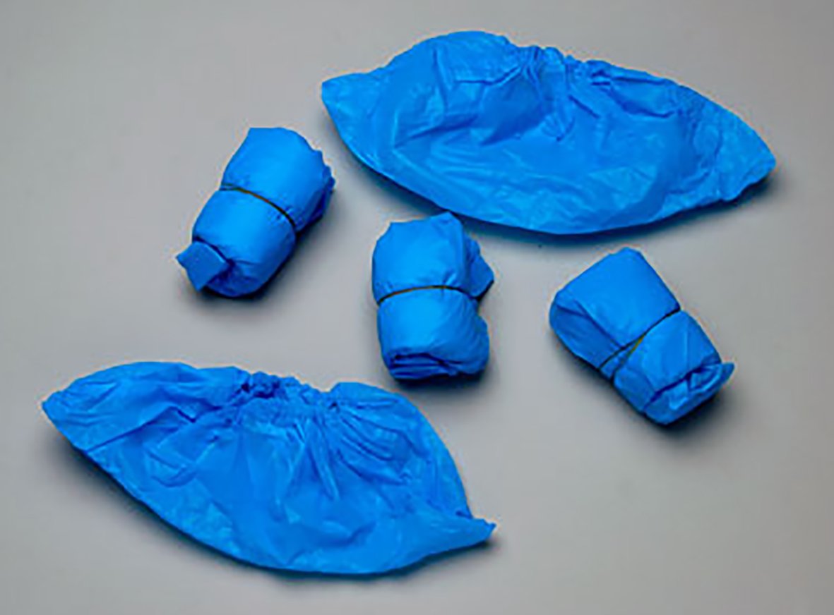 Blå skoskydd i storlek L, inklusive två stora och två små skydd