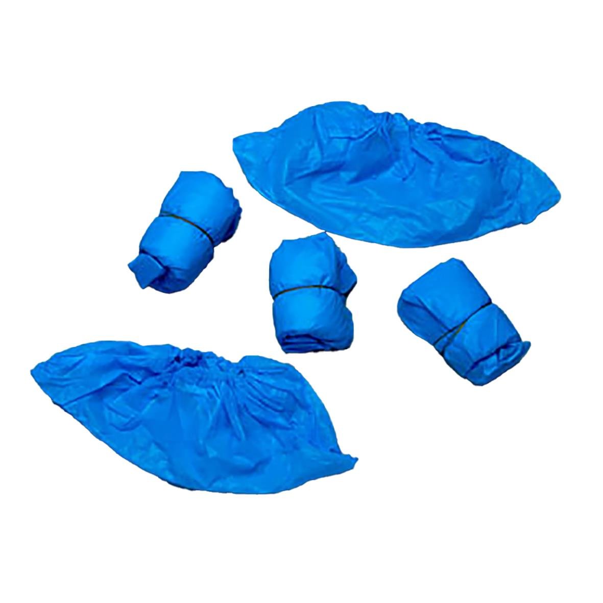 Blå skoskydd i storlek L, inklusive två stora och två små skydd