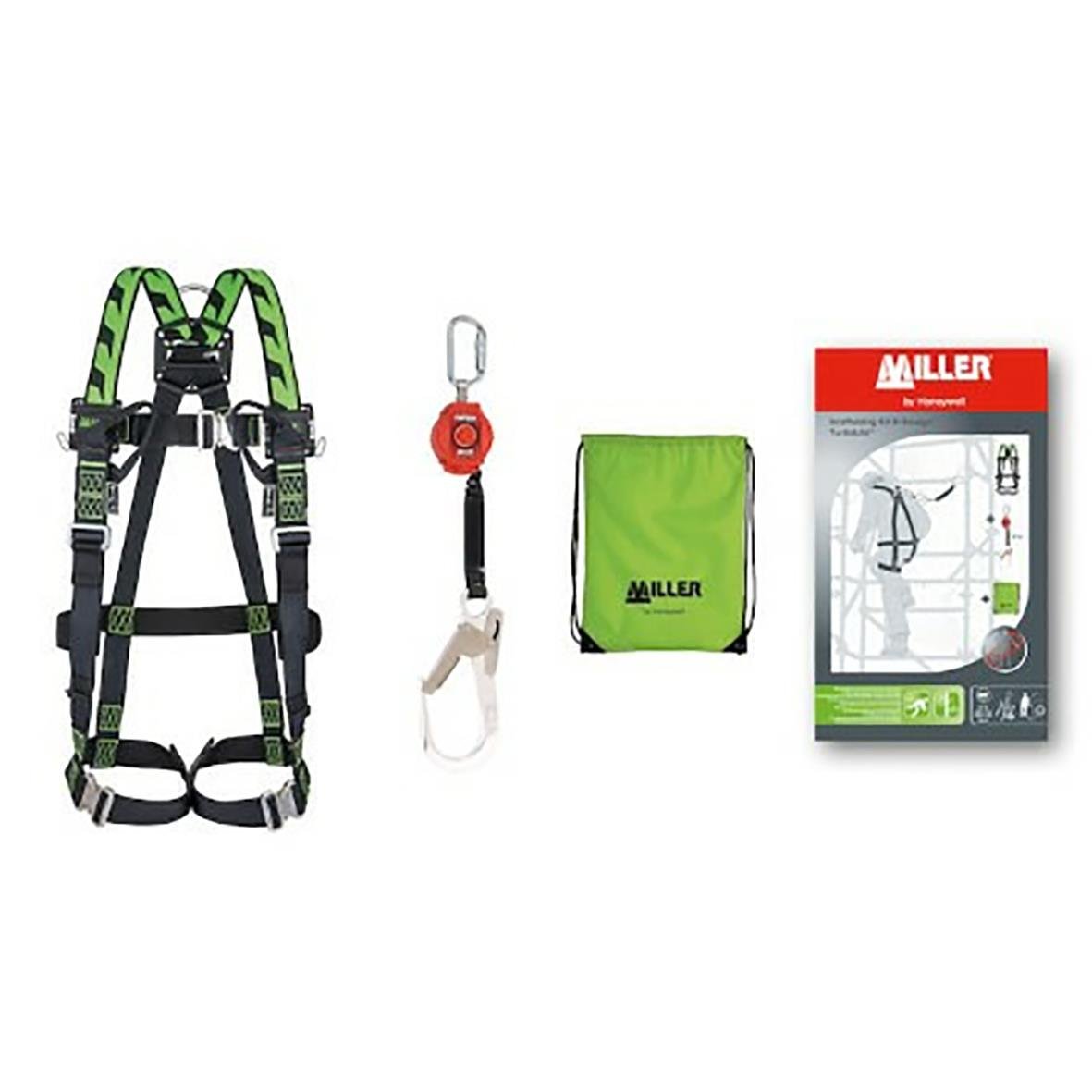 Fallskyddskit med sele, lina, väska och instruktion för Miller PSS H-Design