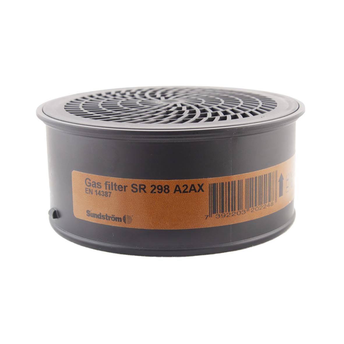 Gasfilter Sundström SR 298 A2AX i rund form med ventilationsgaller på toppen