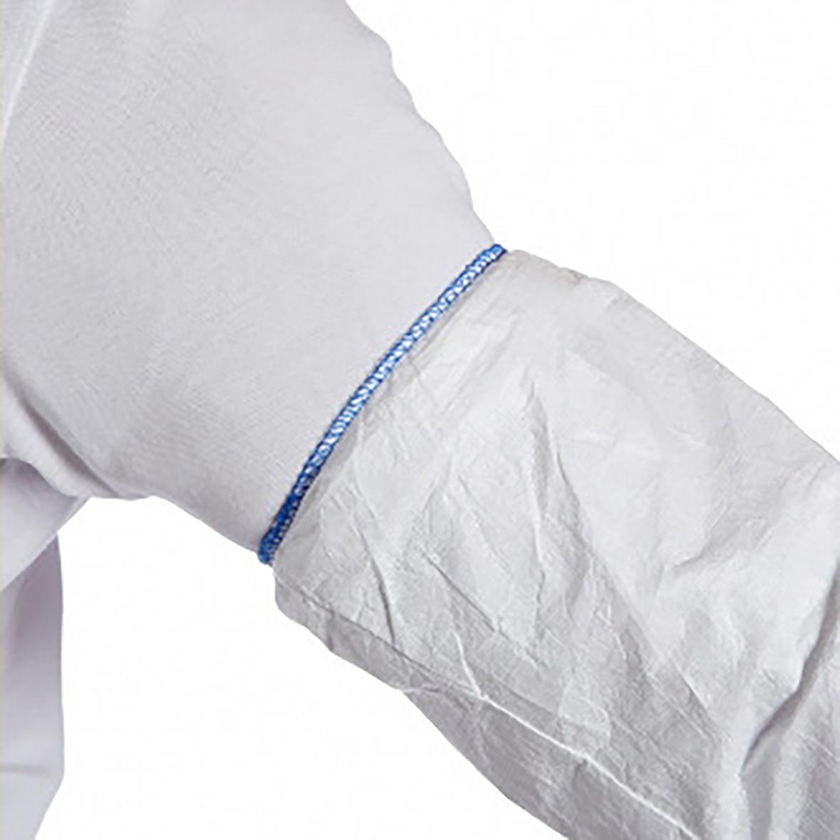 Ärmskydd av Tyvek 500 i one size, skyddar armarna, vit färg, elastisk kant