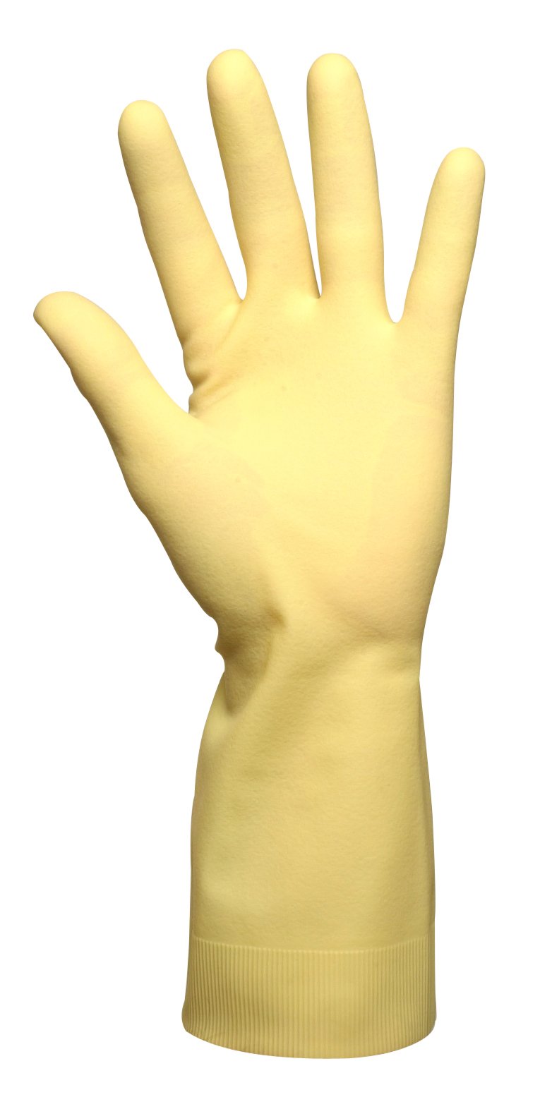 Gul latex/neopren flergångshandske med lång ärm, storlek 8,5