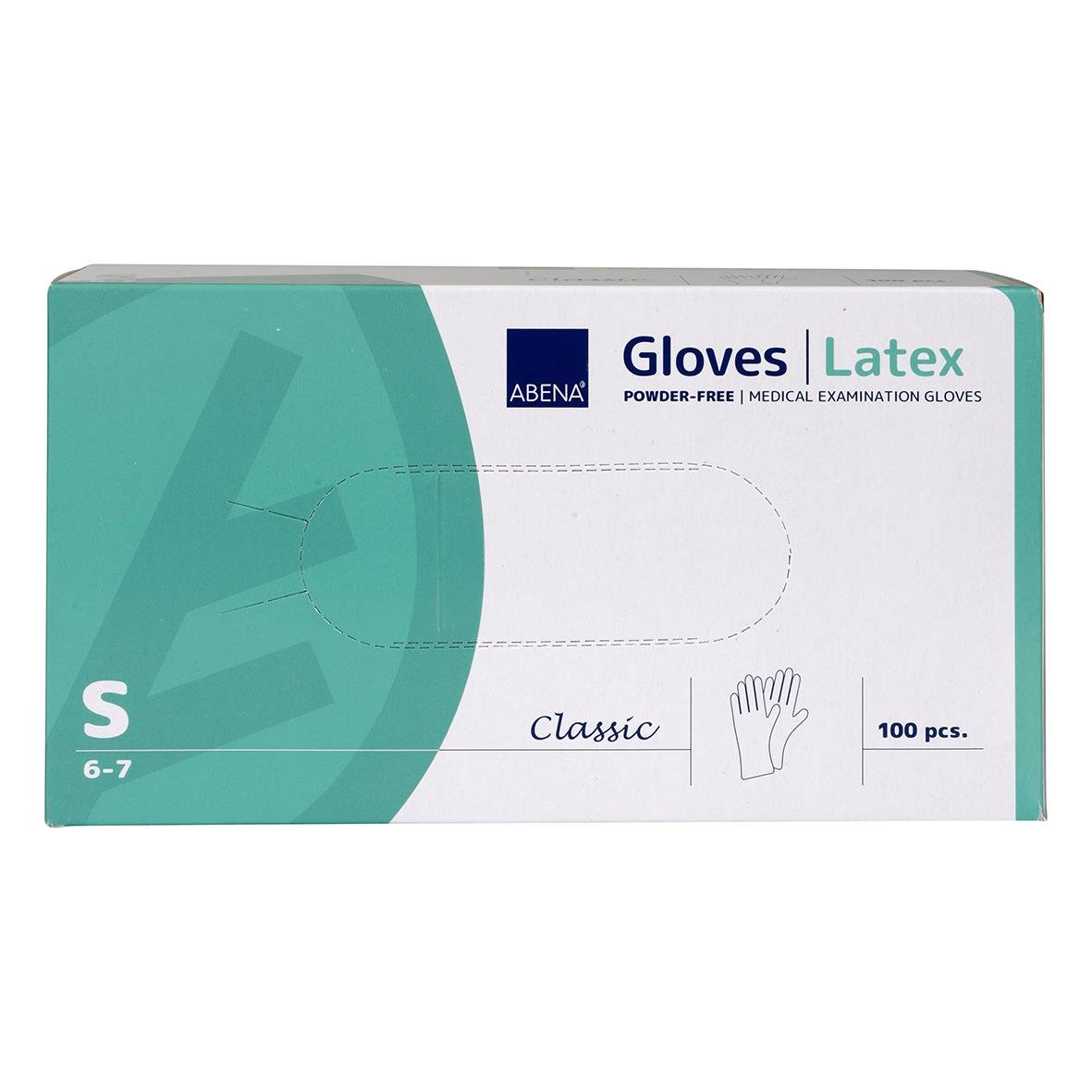 Engångshandske Abena Latex puderfri natur S för medicinskt bruk, 100 st