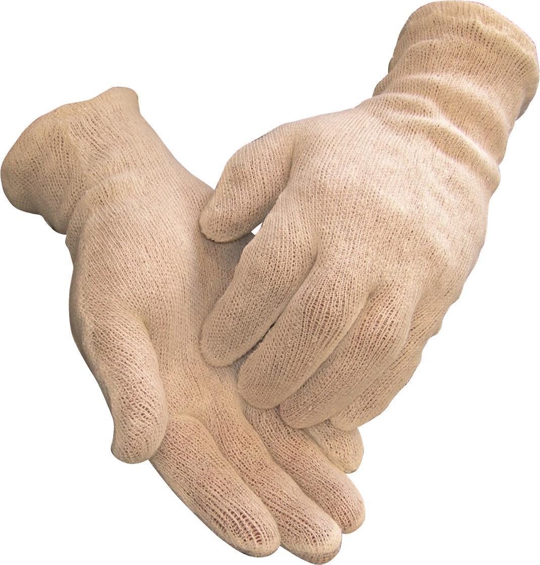 Vit bomullshandske Abena Innerhandske i storlek 8, 240 mm, visad på händer