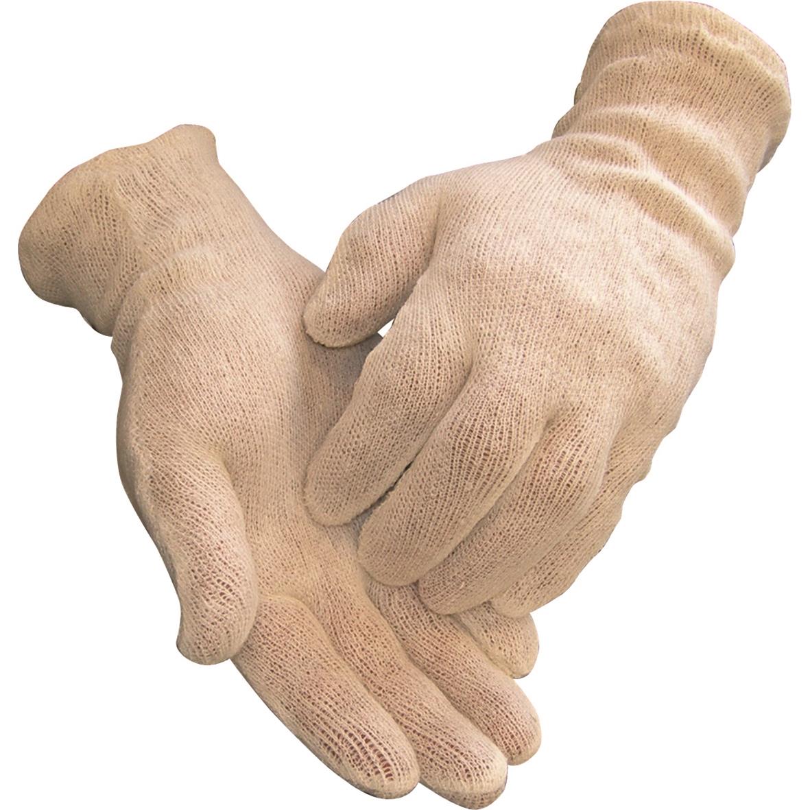 Vit bomullshandske Abena Innerhandske i storlek 8, 240 mm, visad på händer