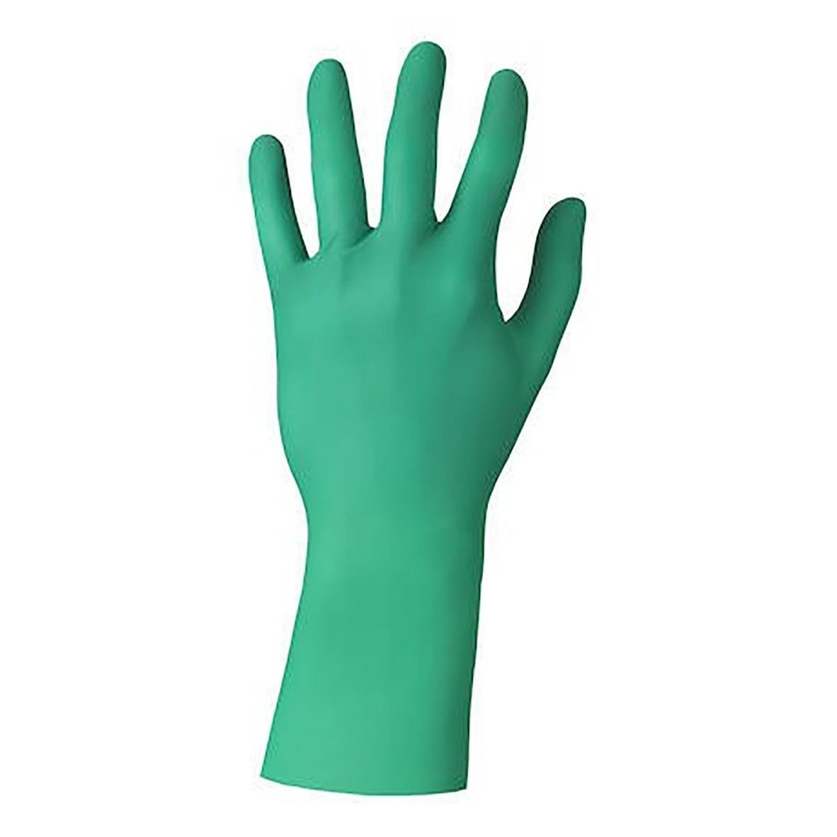 Engångshandske i grönt material, Ansell TouchNTuff 73-701 Dermashield 8,5