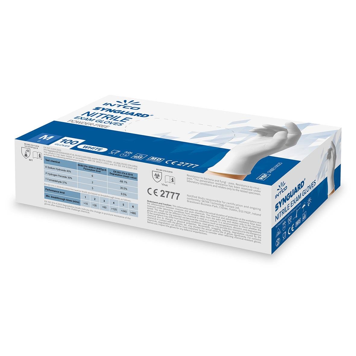 Engångshandske AllOffice Nitril Puderfri Vit XL i förpackning