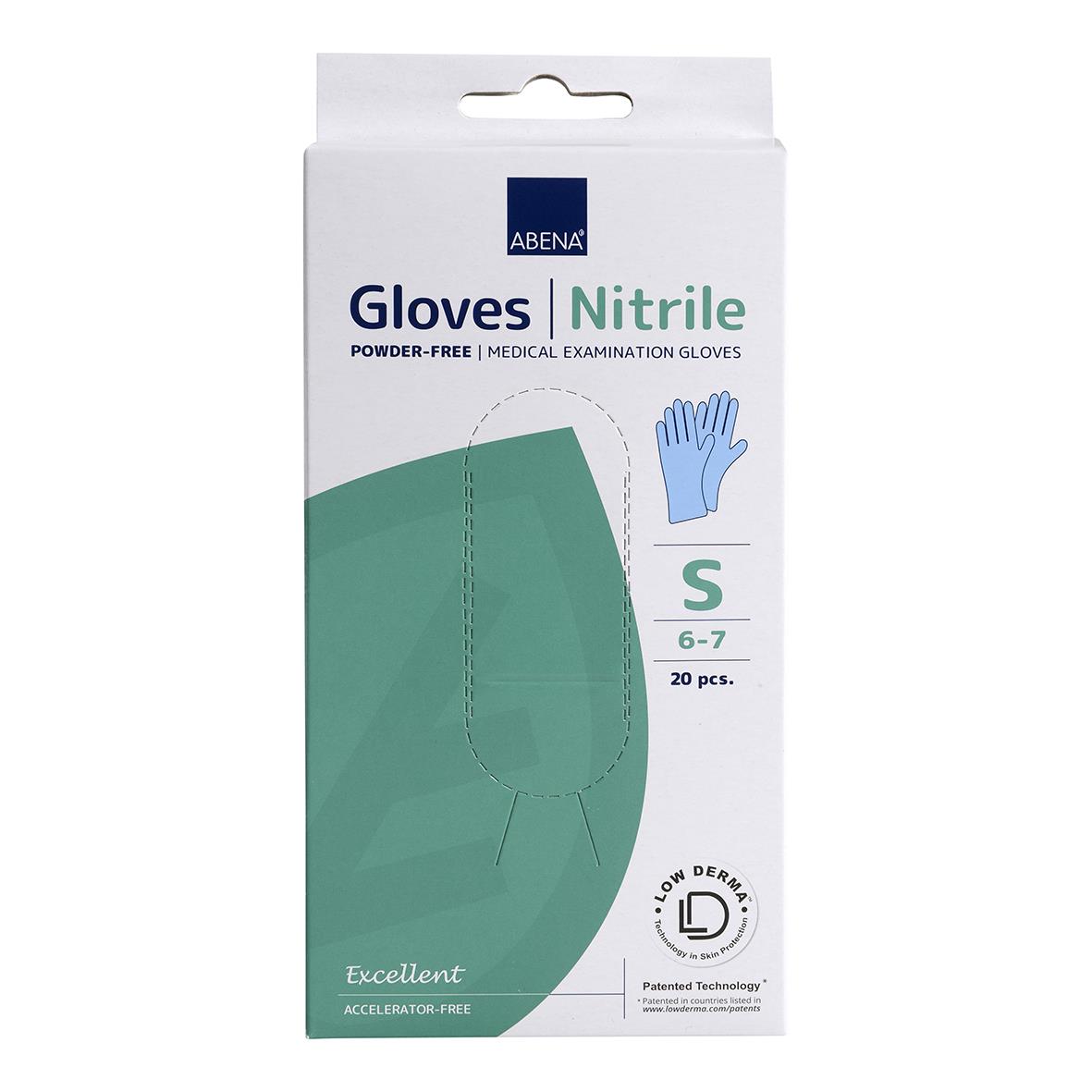 Blå nitrilhandskar Abena Excellent S storlek för medicinskt bruk, 20-pack