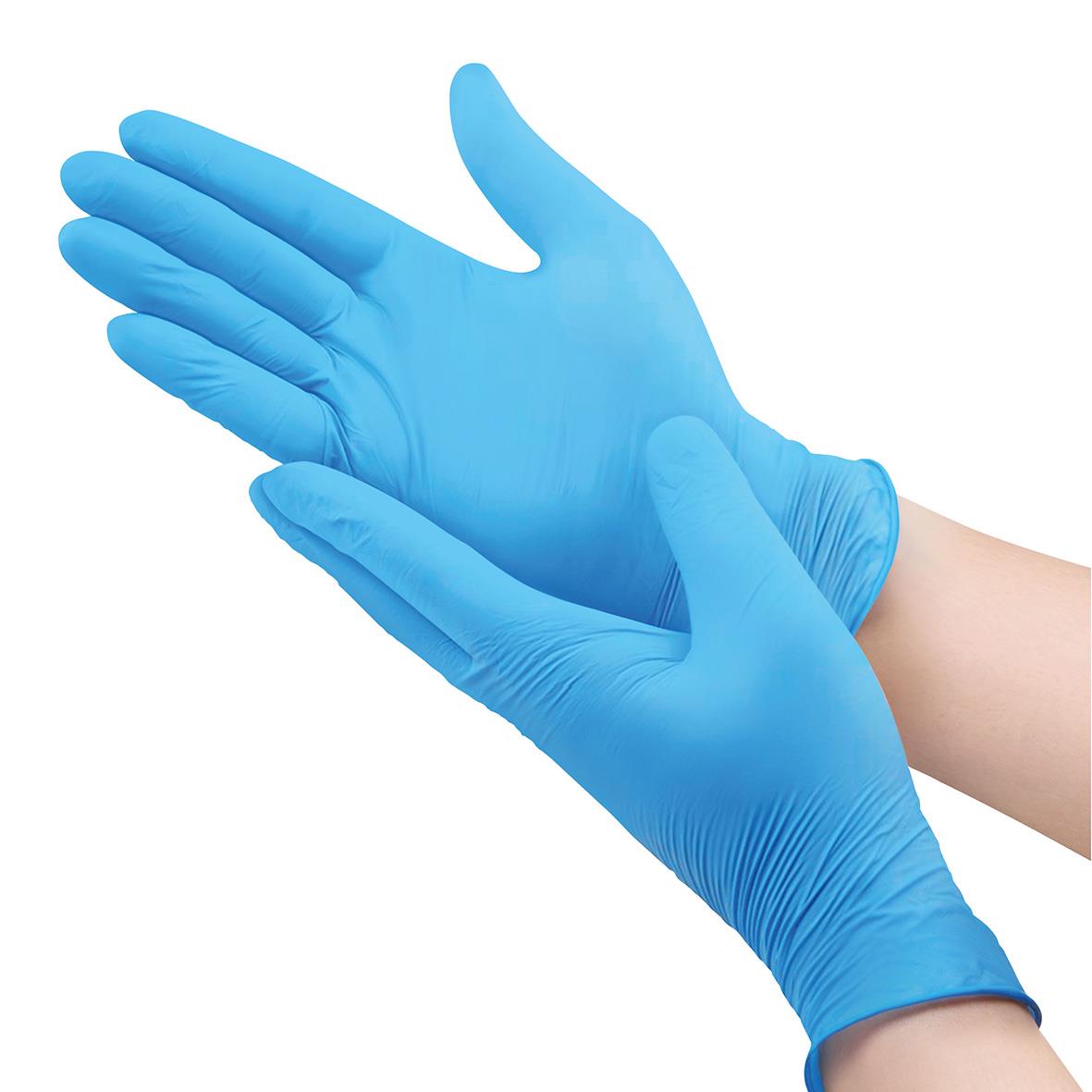 Blå engångshandske Amabilia Nitril Acceleratorfri M, använd för hygien och skydd