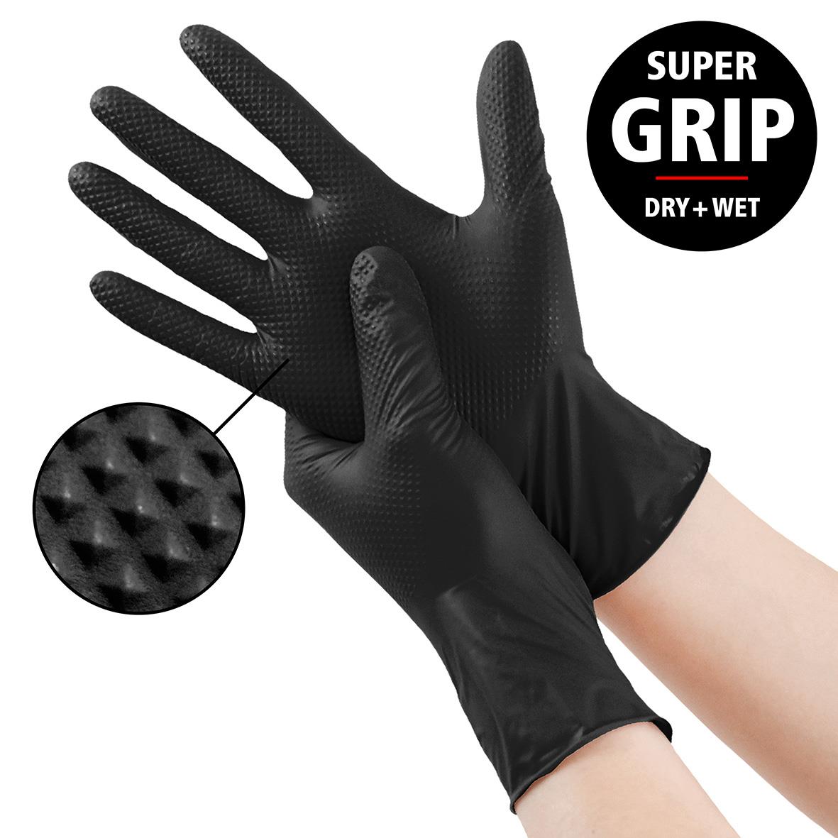 Svarta nitrilhandskar Amabilia Diamond XL med supergrepp för torr och våt användning