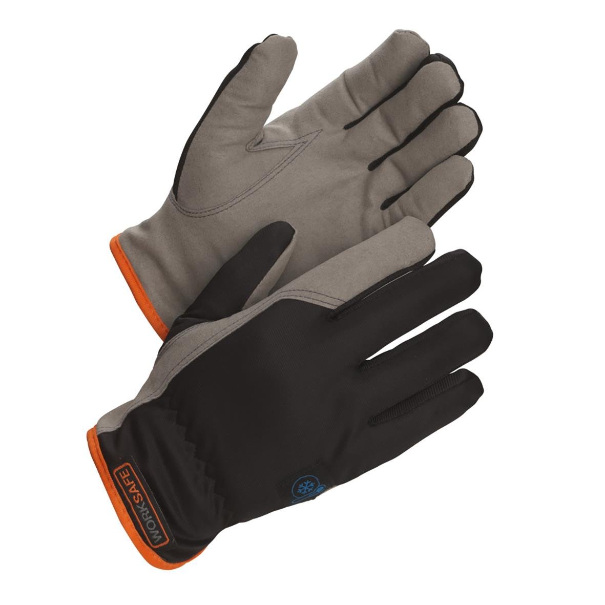 Vinterhandskar Worksafe A100W konstläder i grå och svart med orange kant