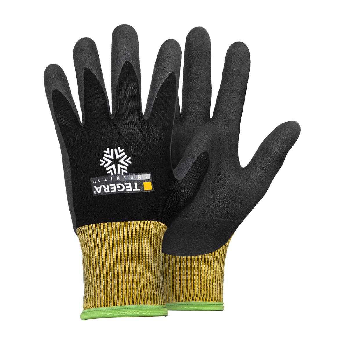 Montagehandske Tegera 8810R Infinity nitrilfoam PU i svart och gult