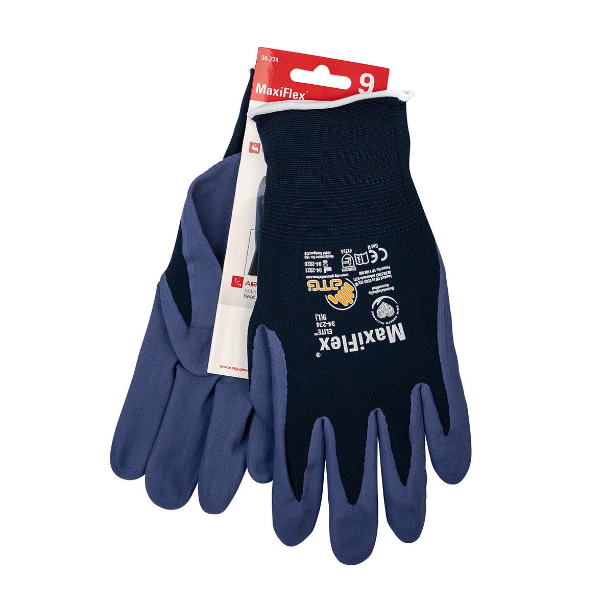 MaxiFlex Elite HT 34-274 arbetshandske i blå och svart med greppmönster