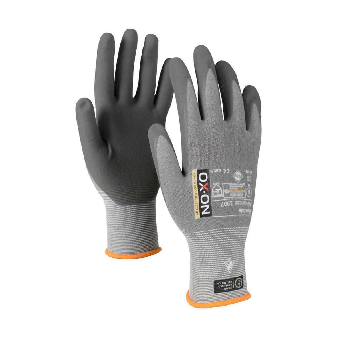 Flexibla grå och svarta montagehandskar OX-ON 1907 Advanced 8
