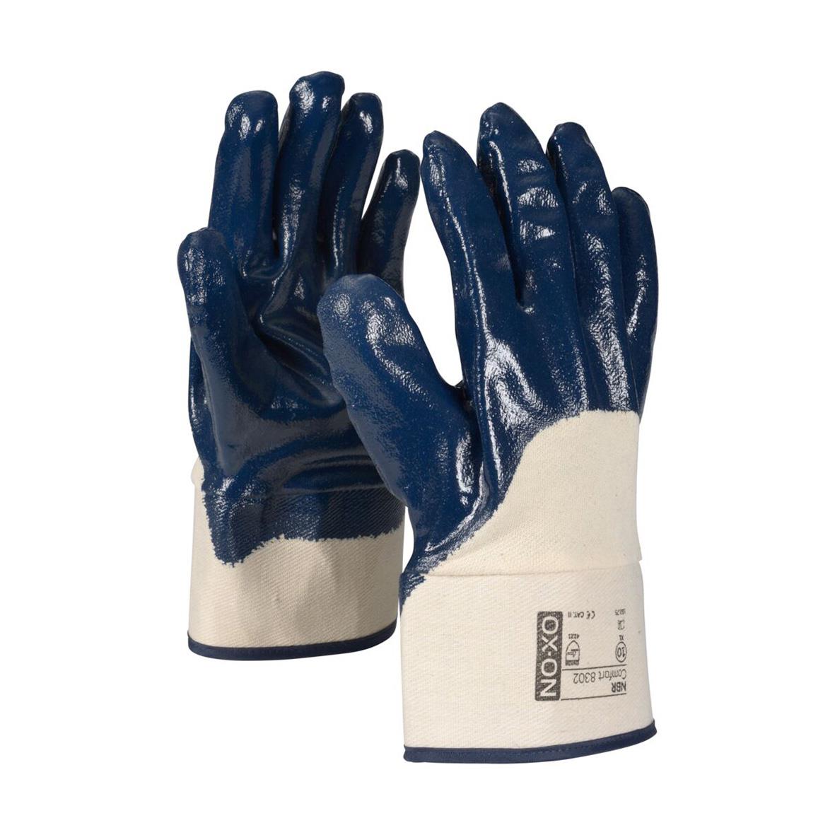 Allroundhandske OX-ON 93140 Comfort i blå och vit, skyddande och flexibel arbetshandske