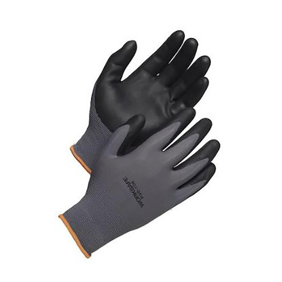 Par svarta och grå nitrilhandskar med orange kant, Handske Worksafe P30-106