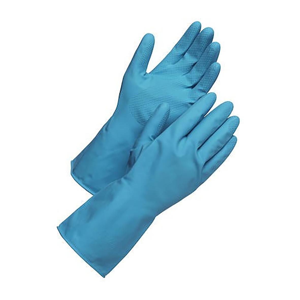 Blå nitrilhandskar av skyddstypen Worksafe 50-456, storlek 8, avsedda för arbetsmiljö.