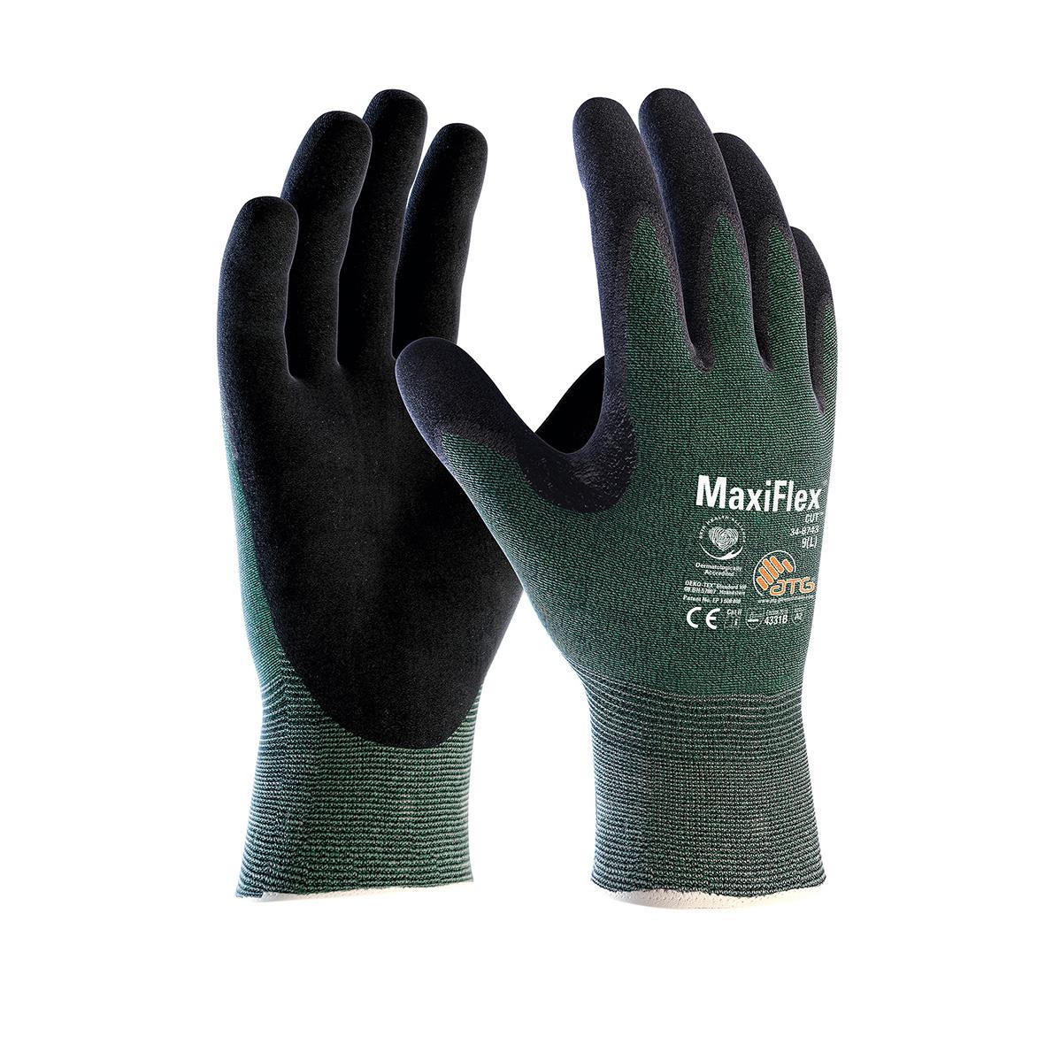 Skärskyddshandske MaxiFlex 3B HT Cut 34-8743 8, svart och grön, bekväm och slitstark
