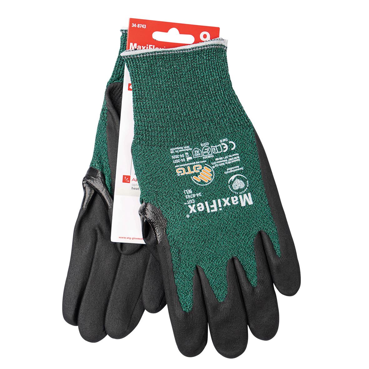 Skärskyddshandske MaxiFlex 3B HT Cut 34-8743 i grönt och svart för skydd vid skärrisk