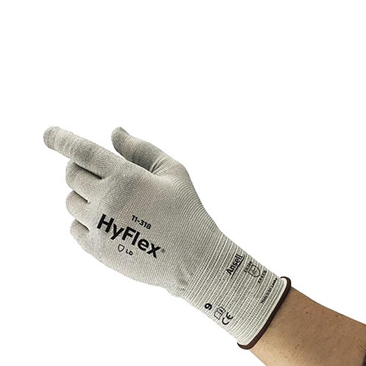 Skärskyddshandske Ansell HyFlex 11-318 i grått med svart text