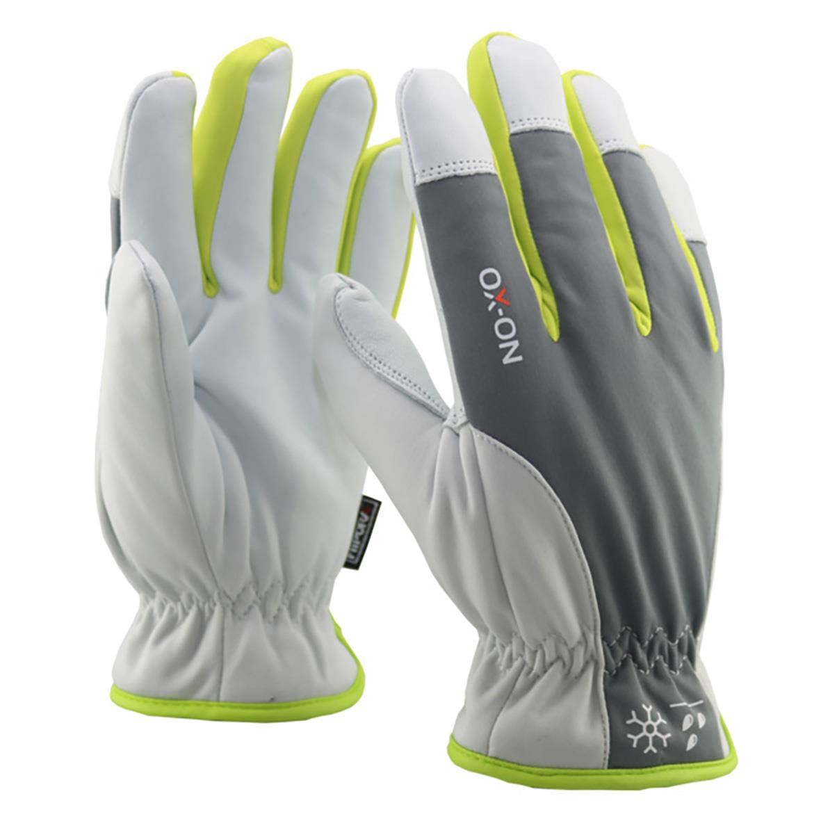 Vinterhandske OX-ON Supreme 3600 i vitt och grått med limegröna detaljer
