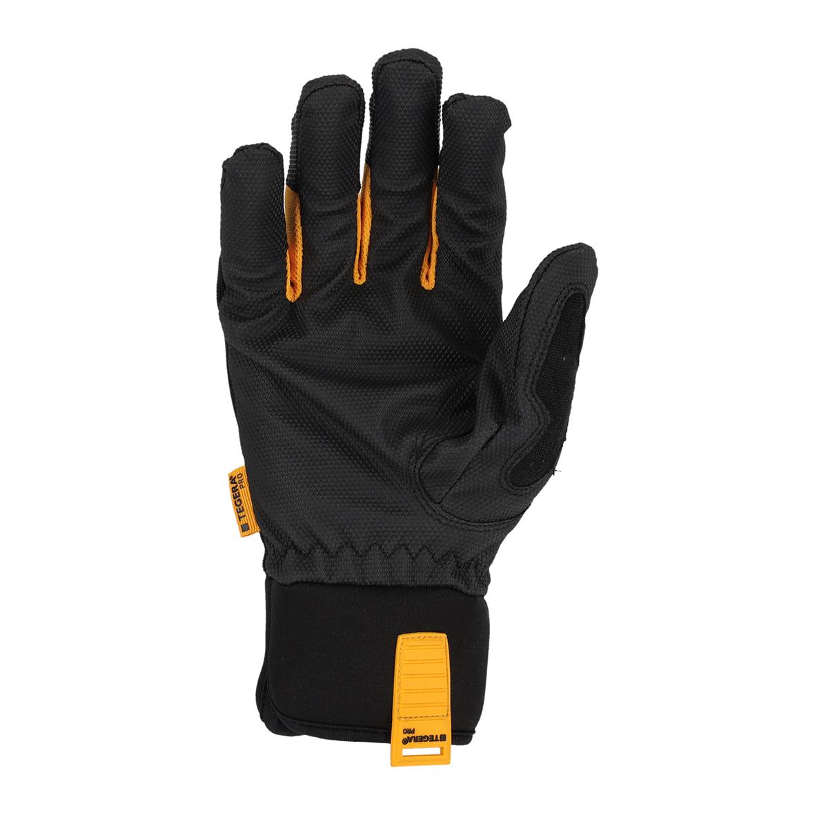 Svart vinterhandske Tegera 9130 med orange detaljer och justerbar handled