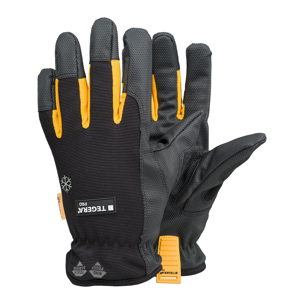 Vinterhandske Tegera 9137 svart med gula detaljer, vadderad och vattentät