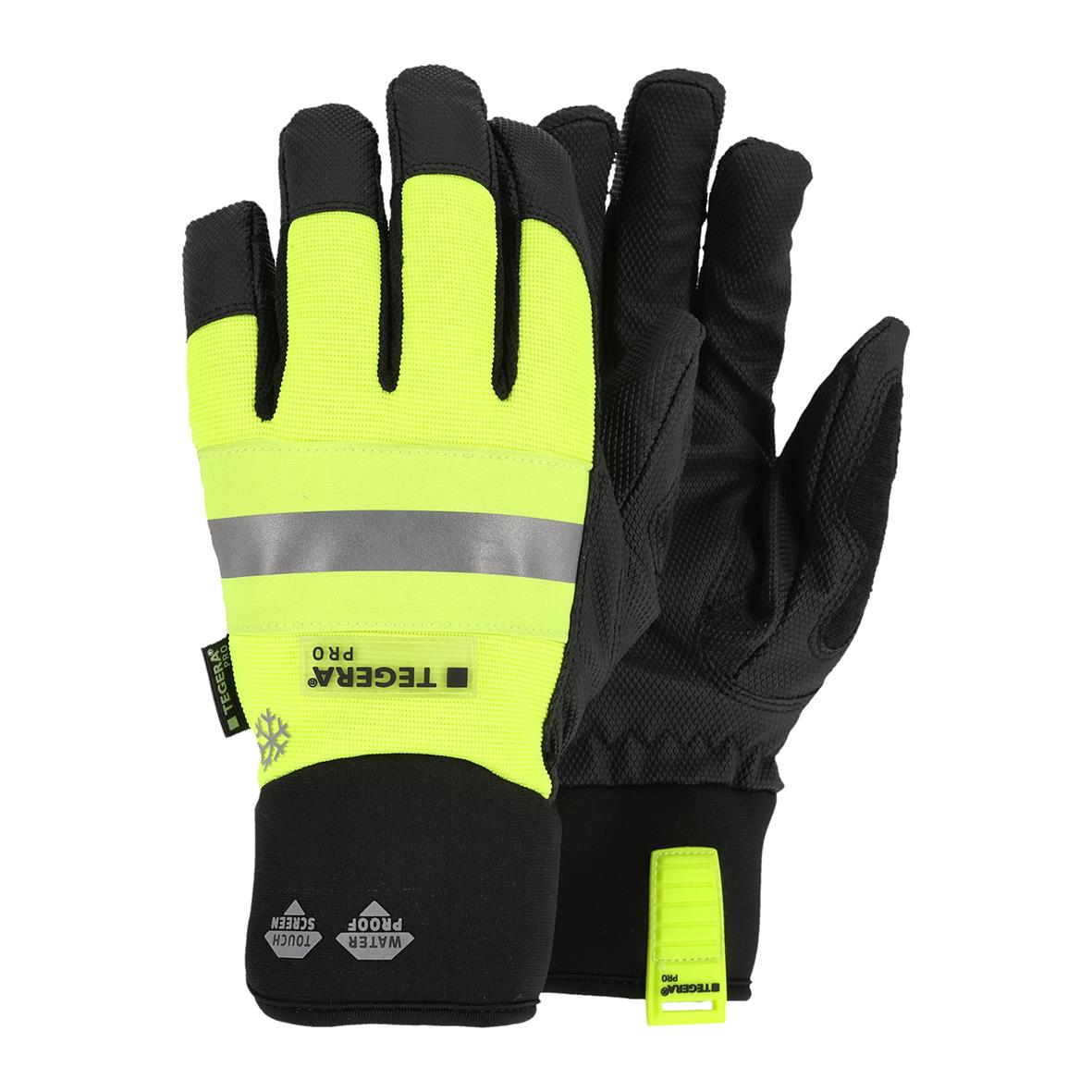 Vinterhandske Tegera 9131 Varselgul med reflekterande band och vadderad handflata