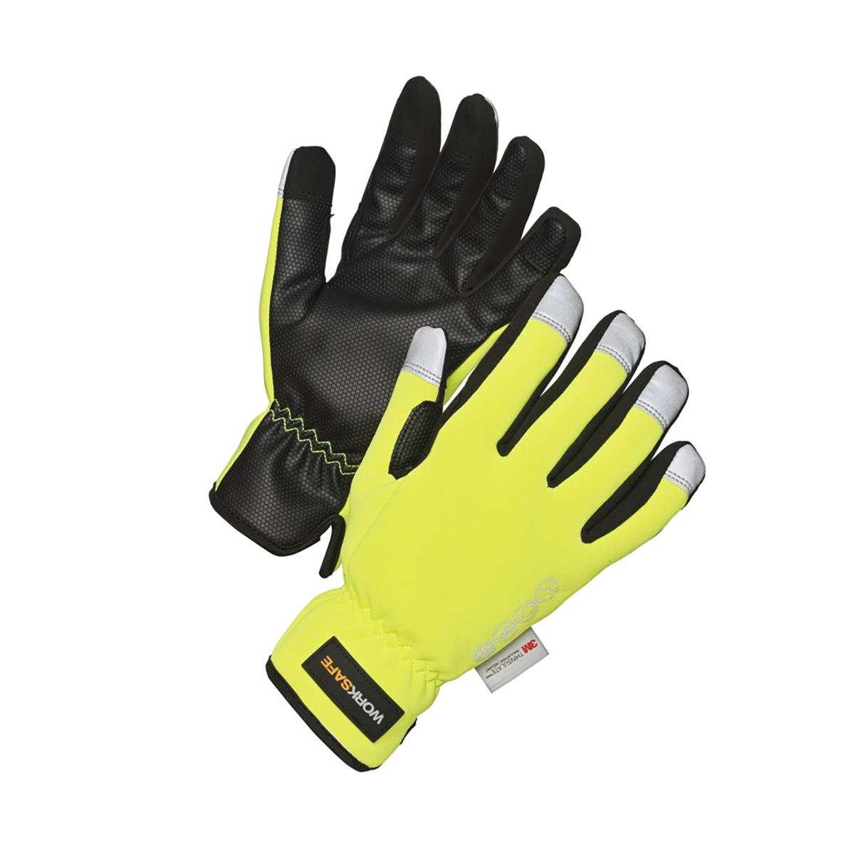 Vinterhandske Worksafe Hi-Vis Slip-on 6 i neonfärg med svart detalj