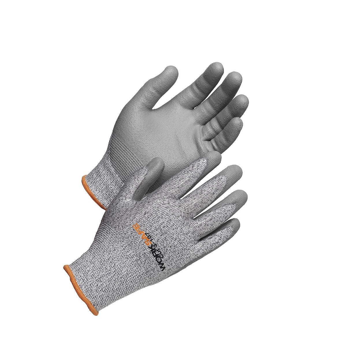Skärskyddshandske Worksafe Cut-107 i storlek 7, grå med orange kant