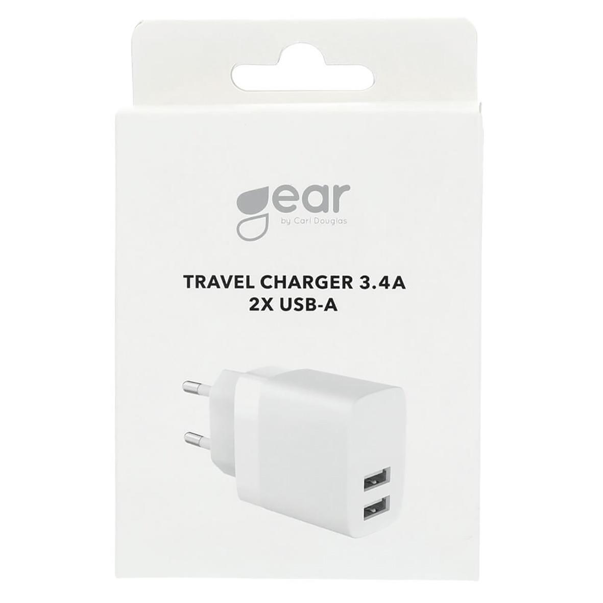 Väggladdare Gear med 2 USB-A-portar och 3.4A strömstyrka