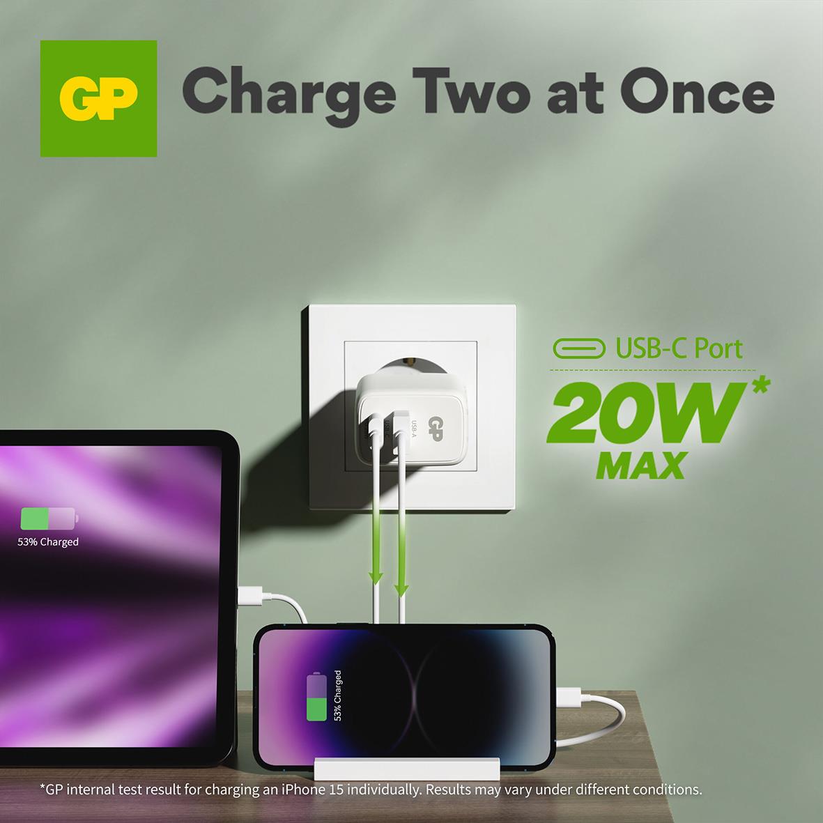 Väggladdare GP WM2B PD 20W USB-A + USB-C 95010017_5