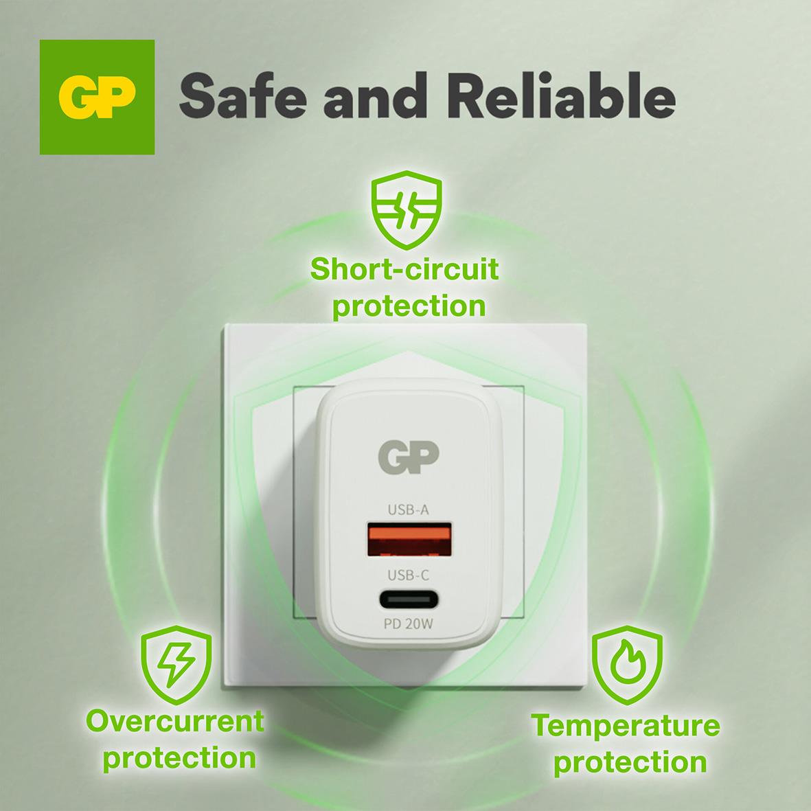 Väggladdare GP WM2B PD 20W USB-A + USB-C 95010017_8