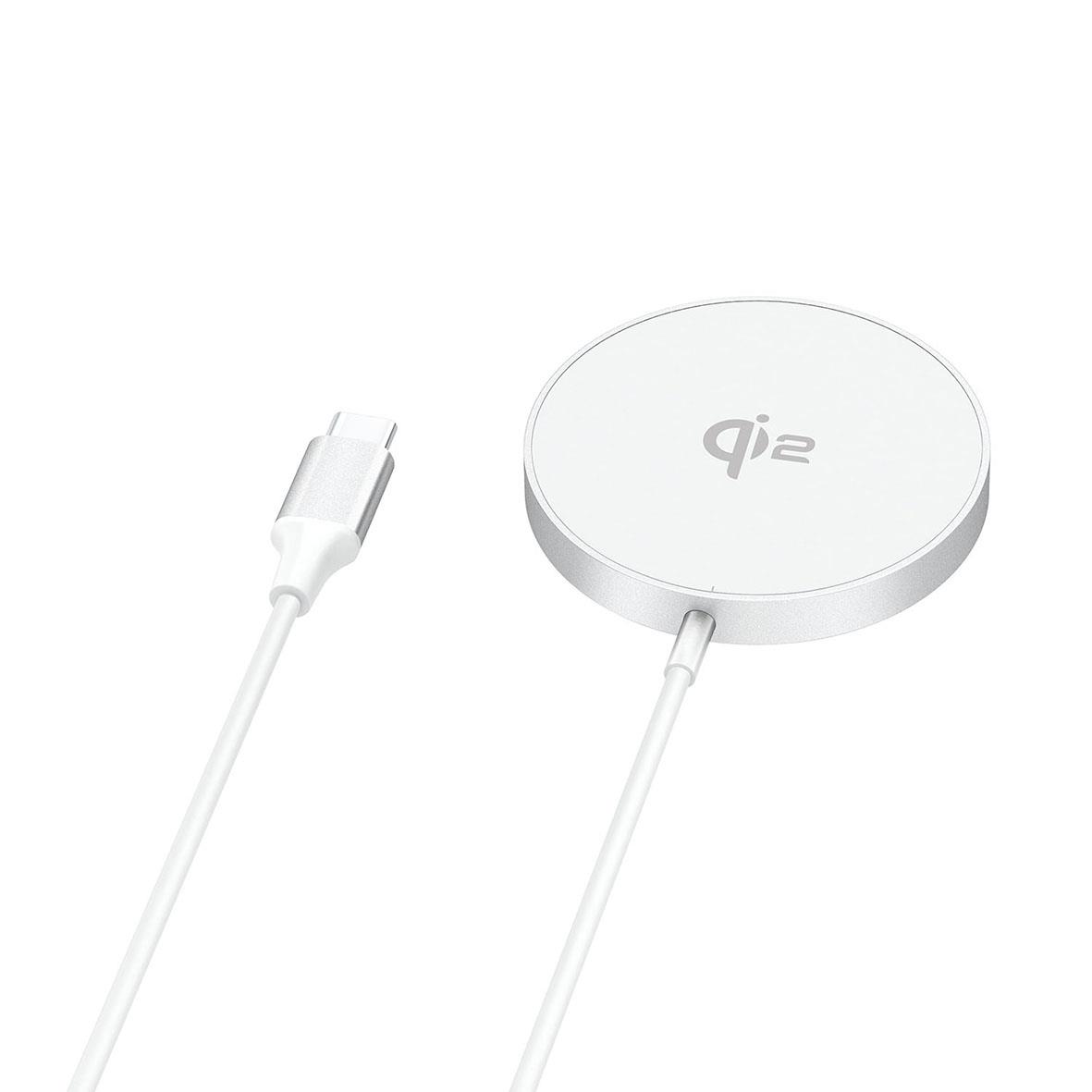 Trådlös Qi2 snabbladdare på 15W för mobiltelefoner med kabelanslutning