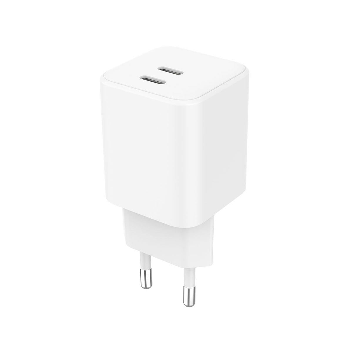 Väggladdare med 2 USB-C-portar, Vit, 65W, PD/PPS