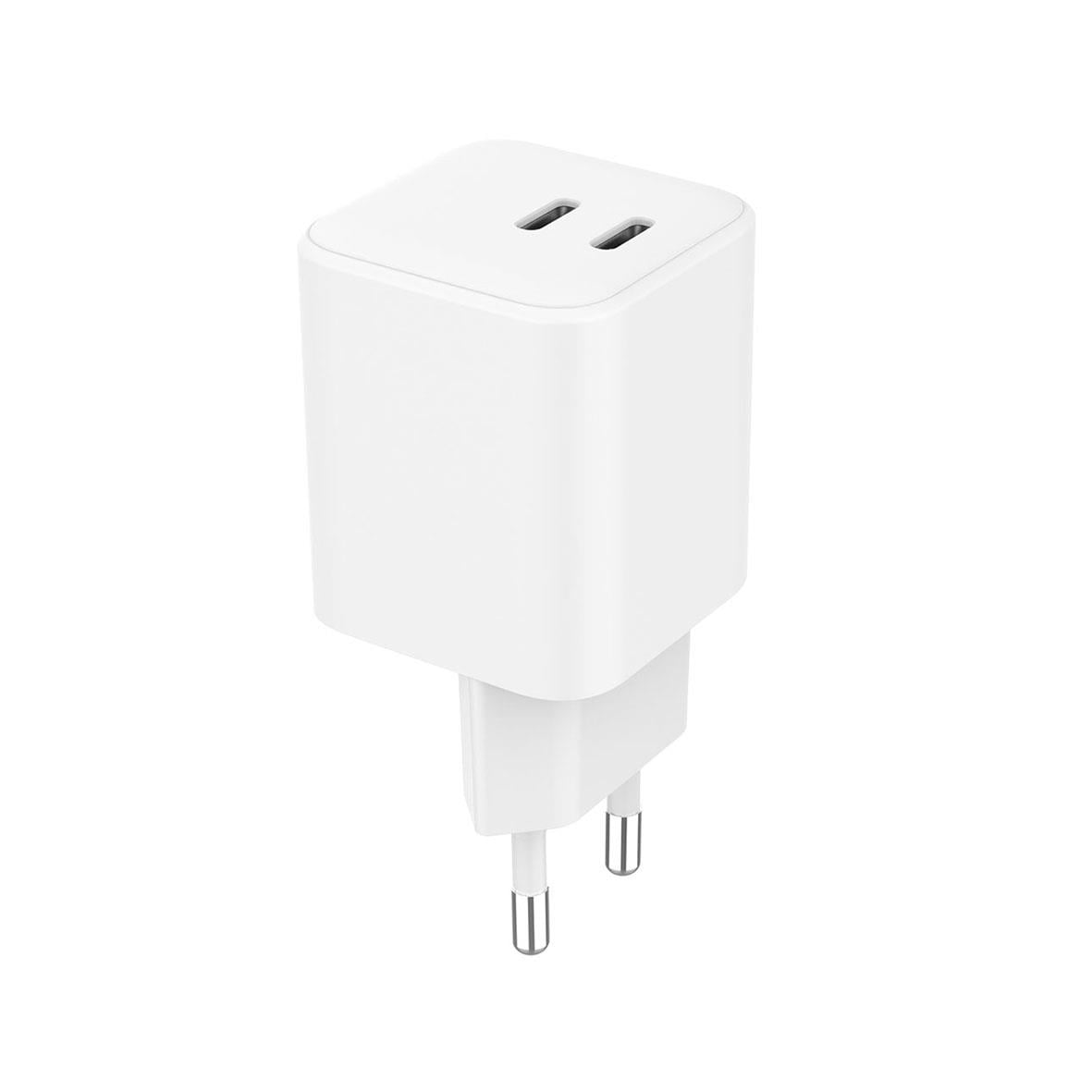 Väggladdare Gear med 2 USB-C-portar och 65W effekt i vitt