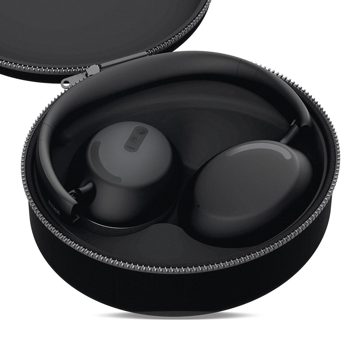 Svarta trådlösa Mixx Over-Ear StreamQ D2 hörlurar i hård case