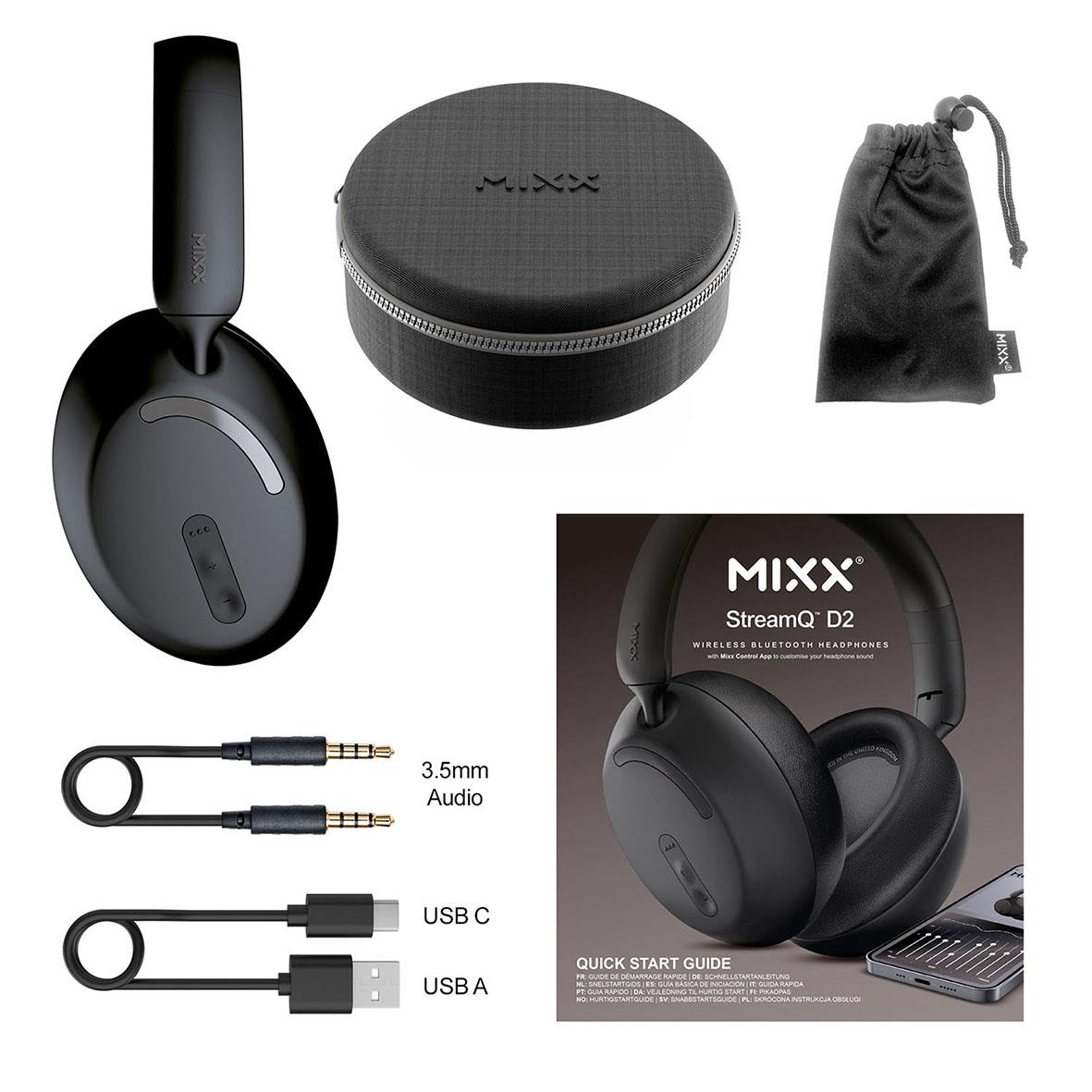 Hörlurar Mixx Over-Ear Trådlös StreamQ D2 Svart med fodral, påse och tillbehör
